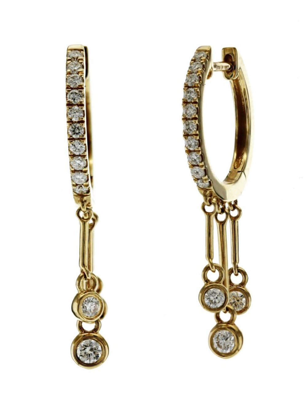 0.40 CT Natural Diamond 14K Yellow Gold Drop Earrings